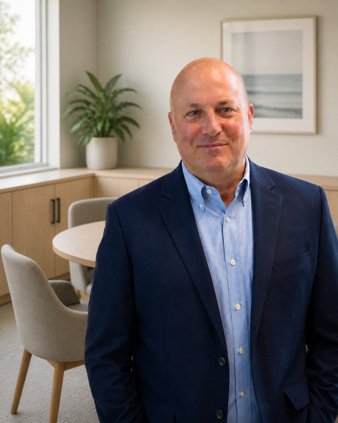 Jason Smeal in a bright private consultation office